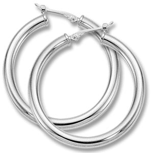 14K White Gold 31mm Tube Hoop Earrings