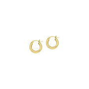 Round Tube Polished Hoop Earrings in 14K Yellow Gold