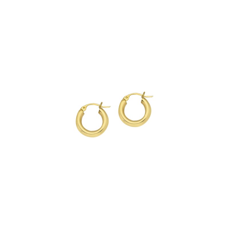 Round Tube Polished Hoop Earrings in 14K Yellow Gold