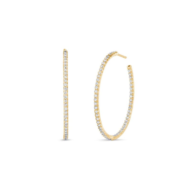 Micropave 1.10Ct Diamond Large Hoops in 18K Yellow Gold