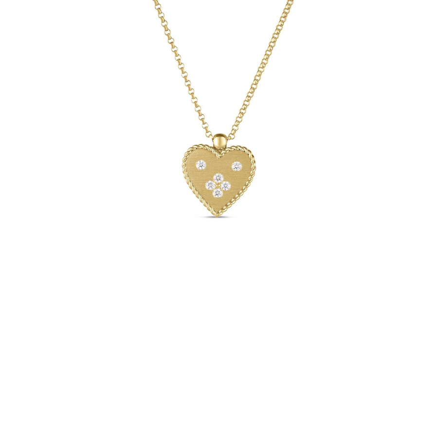 Venetian Princess 0.08Ct Diamond Heart Pendant on Chain in 18K Yellow Gold, 18in