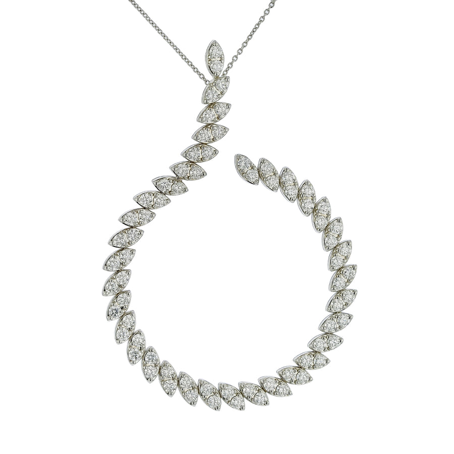Marquesa 2.80ct Diamond Circle Pendant in 18K White Gold, 27" chain