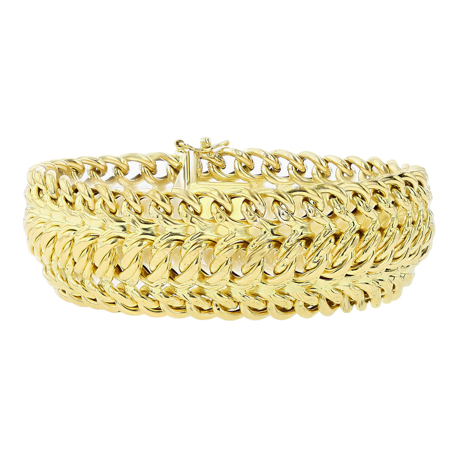 19mm Fancy Curb Link Bracelet in 18K Yellow Gold, 6.5"