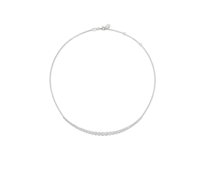 Hearts On Fire Classic 3.06ct Diamond Half Line Necklace in 18K White Gold, 16"