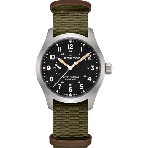 40mm Khaki Field Mechanical Watch with Black Dial in Stainless Steel, Strap