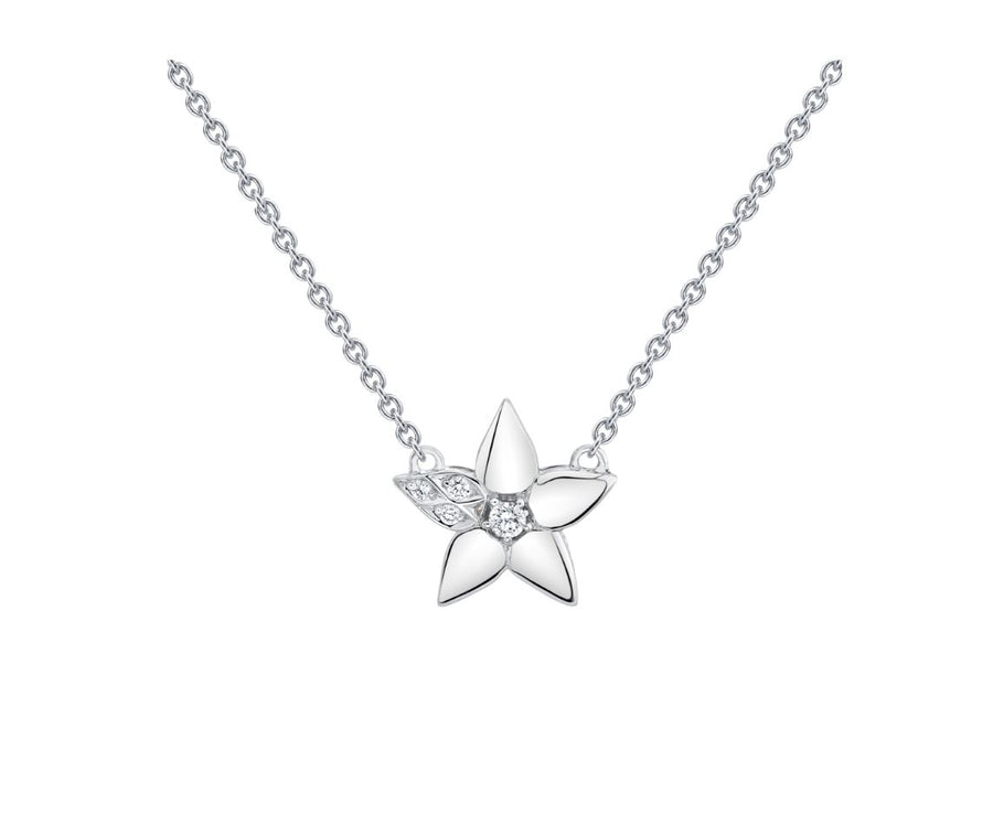 Lily Artisan Pave 0.04ct Diamond Necklace in 18K White Gold, 16-18"