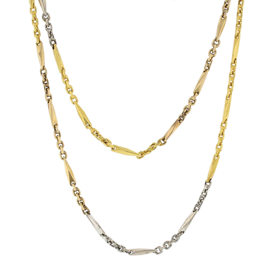 Link Necklace in 18K Yellow, White, and Rose Gold, 30.75", 39.46dwt