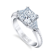 Interlude 2.21ct Princess Diamond, 0.54ct Trillion Diamond, and 0.25ct Diamond Ring in Platinum, size 6