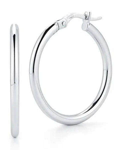 25mm Hoop Earrings in 18K White Gold