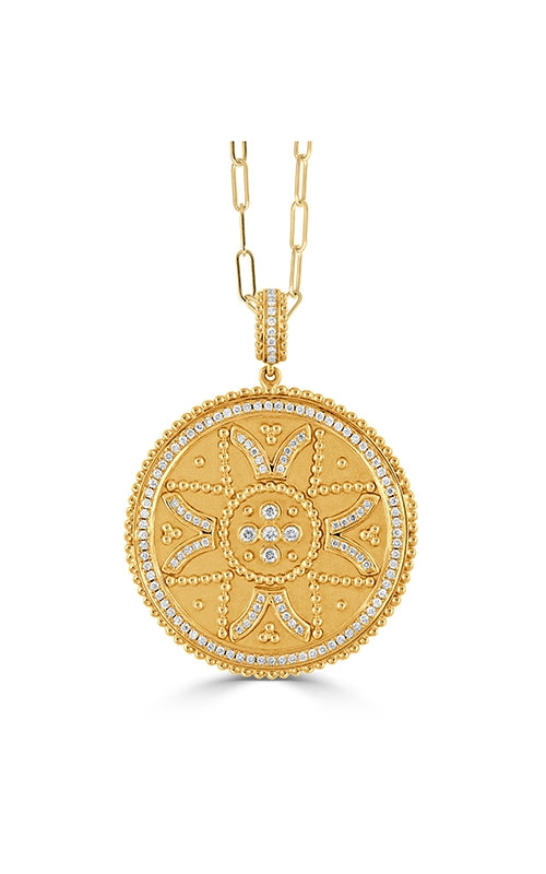 Byzantine 0.51ct Diamond Patterned Pendant 18K Yellow Gold, without chain