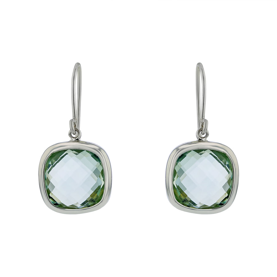 9.11ct Green Amethyst Drop Earrings in 14K White Gold