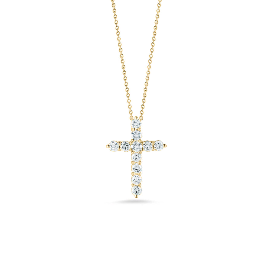 Tiny Treasures 0.88ct Diamond Cross Pendant in 18K Yellow Gold, 18" chain