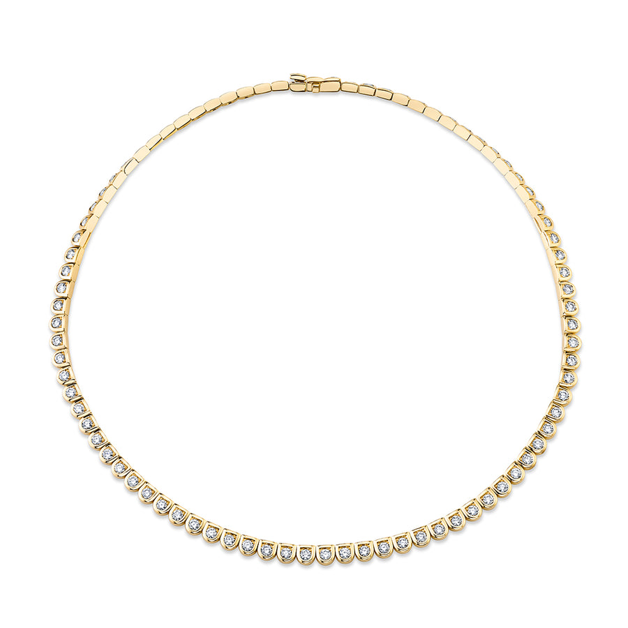 Scallop 7.52ct Diamond Single Row Necklace in 18K Yellow Gold, 17"
