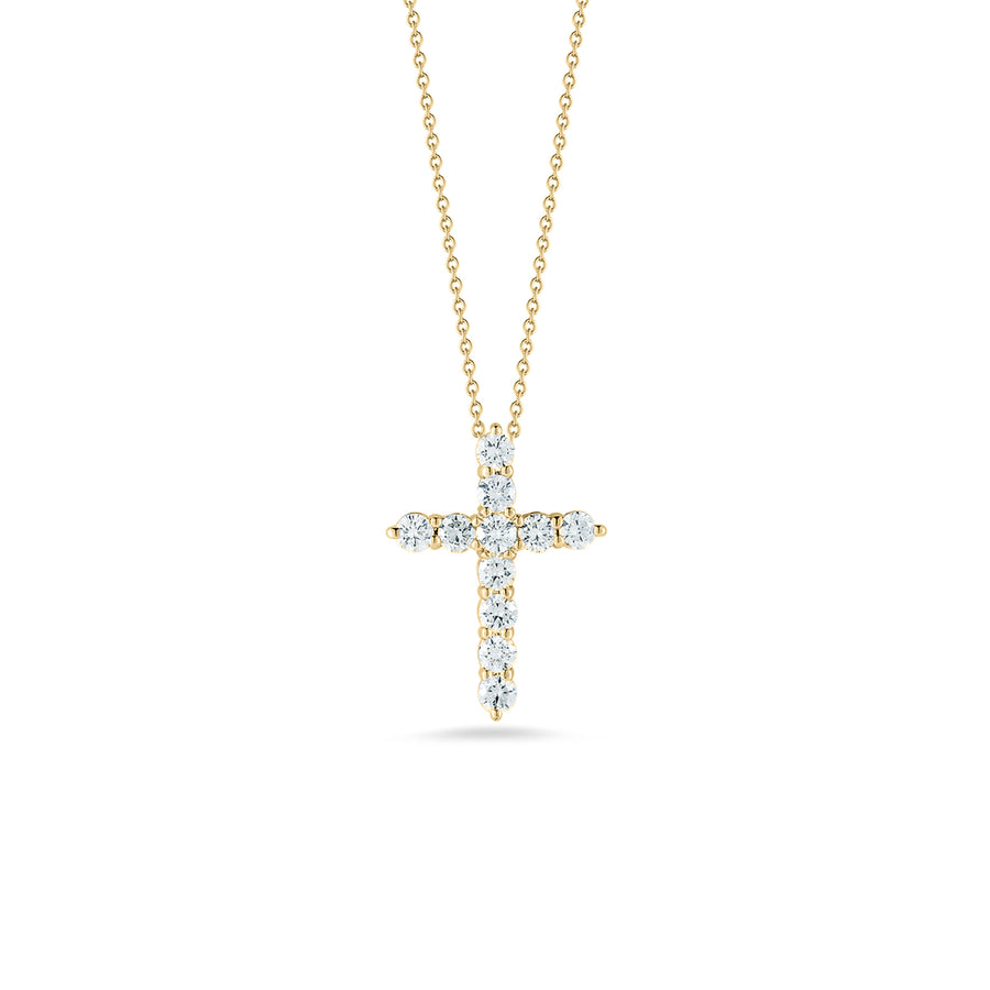 Tiny Treasures 0.88ct Diamond Cross Pendant in 18K Yellow Gold, 18" chain