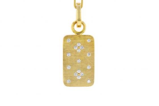 Venetian Princess Diamond Dog Tag Pendant in 18K Yellow Gold, without chain