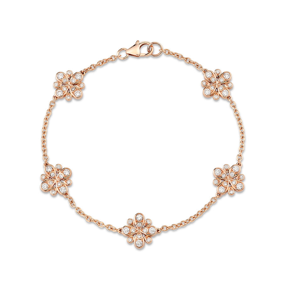 Scallop Jubilee 0.88ct Diamond Cluster Bracelet in 18K Rose Gold, 6.75"