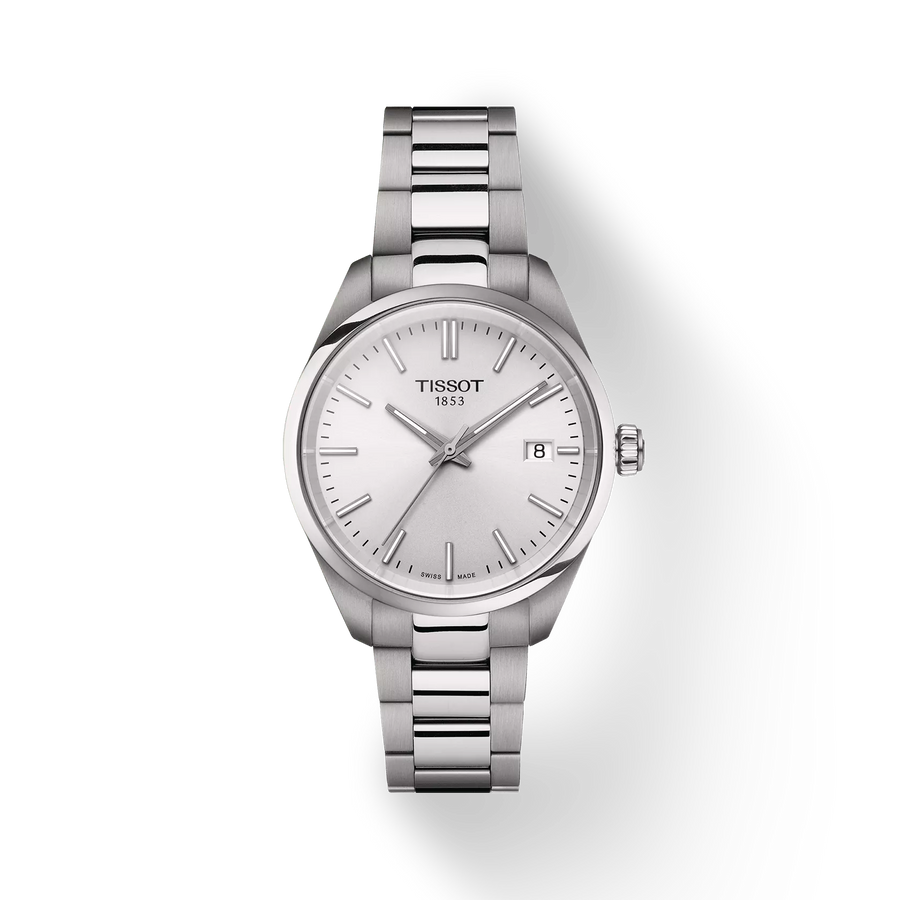 34mm PR 100 Quartz Watch with Silver Dial in Stainless Steel, Bracelet