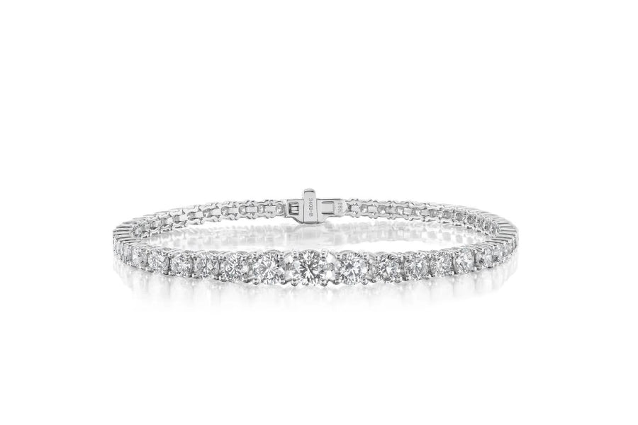 Riviera 4.55ct Round Brilliant Diamond Graduated 4-Prong Tennis Bracelet in 18K White Gold