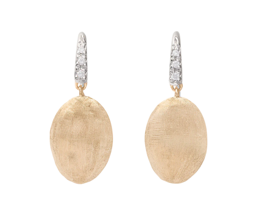 Siviglia 0.05ct Diamond Bead Drop Earrings in 18K Yellow and White Gold