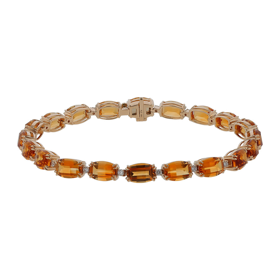 15.00ct Citrine and 0.36ct Diamond Bracelet in 14K Yellow Gold, 7"