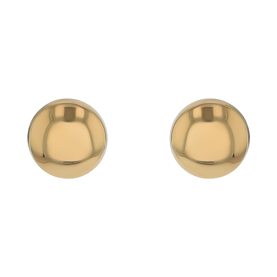 Flat Round Pepple Stud Earrings in 14K Yellow Gold