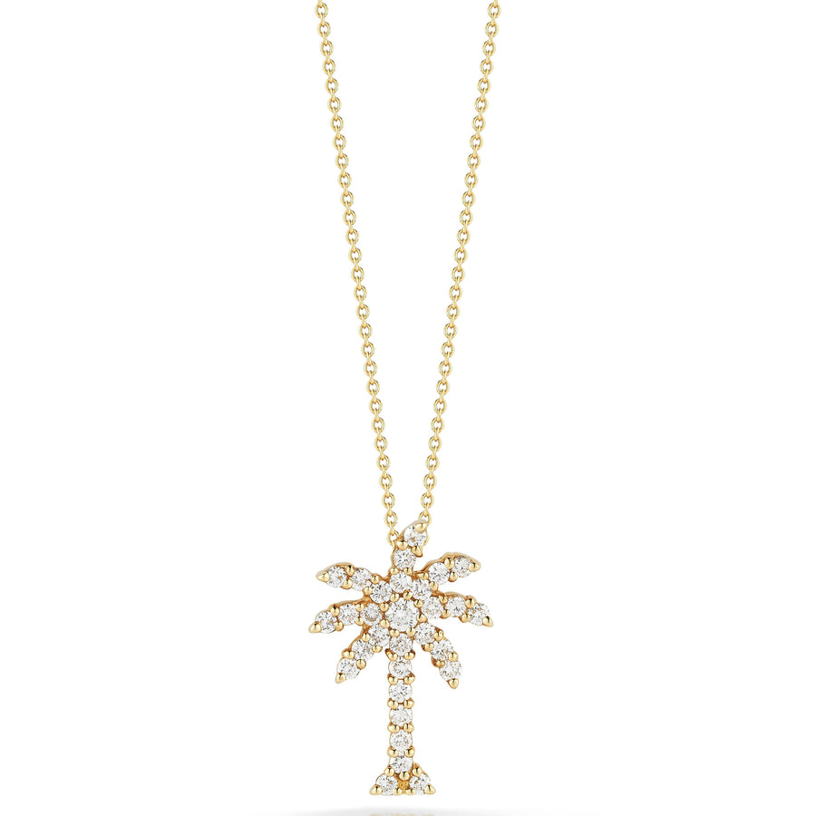 Tiny Treasures 0.54ct Diamond Palm Tree Pendant in 18K Yellow Gold, 18" chain