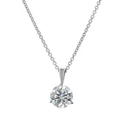 1.01ct Fire & Ice Round Brilliant Diamond Pendant in 18K White Gold, 18" chain