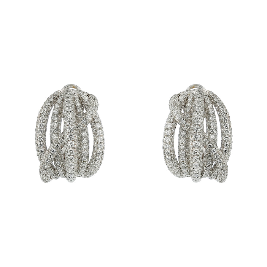 Crossover 4.87ct Pave Hoop Earrings 18K White Gold