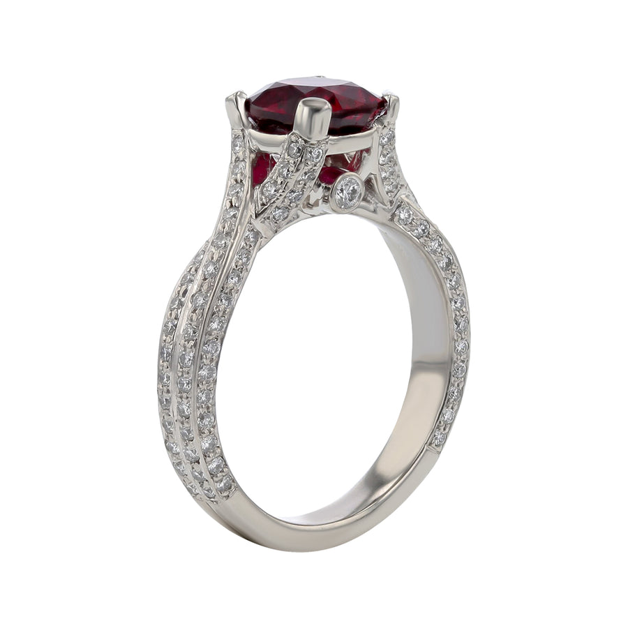 Mozambique Ruby and Diamond Ring in Platinum
