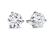 1.24ct Fire & Ice Round Brilliant Diamond 3 Prong Stud Earrings in 18K White Gold