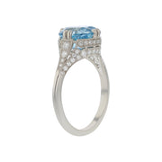 4.20ct Cambodian Cushion Zircon and 0.56ct Diamond Ring in Platinum