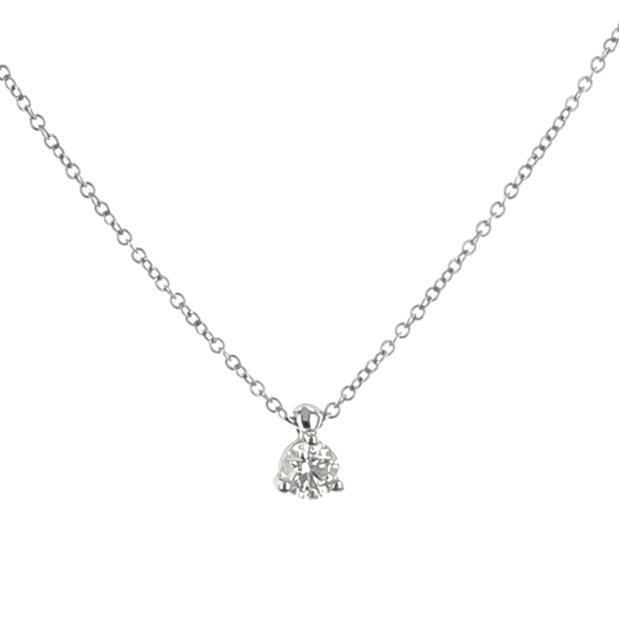 0.30ct Hearts On Fire Round Diamond 3-Prong Pendant in 18K White Gold, 18" chain