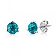 14K White Gold London Blue Topaz Stud Earrings