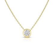 0.19ct Round Diamond Bezel Set Solitaire Pendant in 18k Yellow Gold with Chain