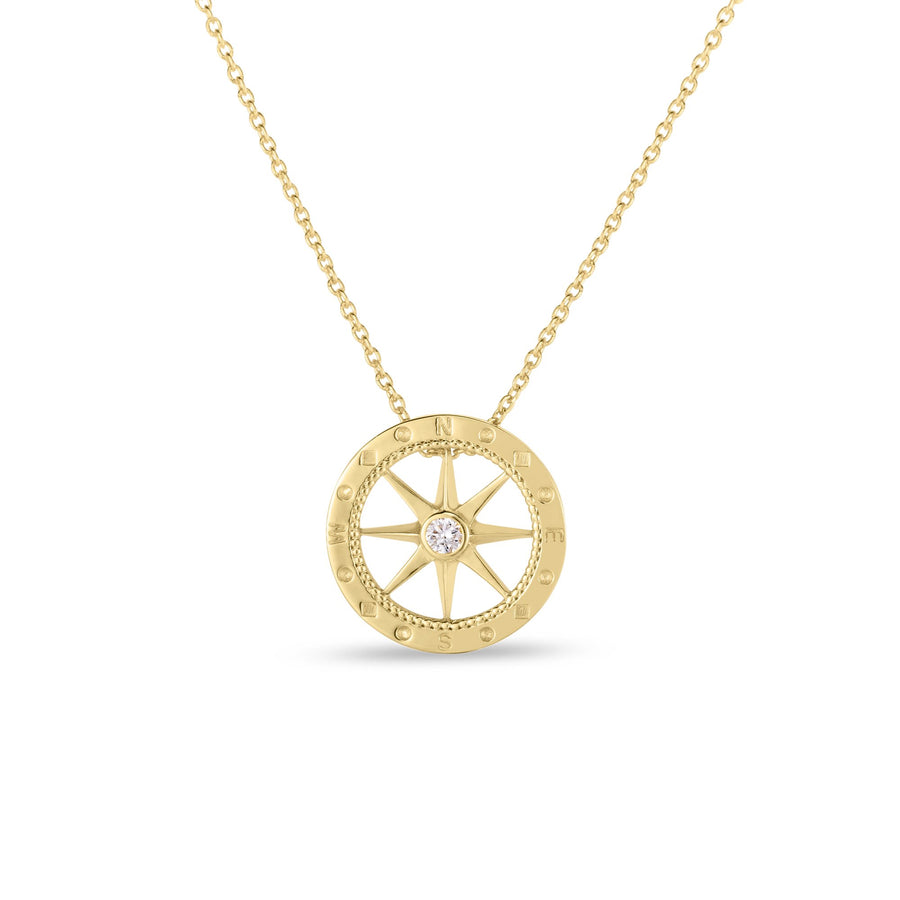 Tiny Treasures 0.03ct Diamond Compass Pendant in 18K Yellow Gold on 18" chain