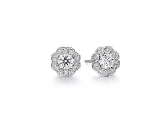 Lorelei 0.90-1.00ct Diamond Halo Stud Earrings in 18K White Gold