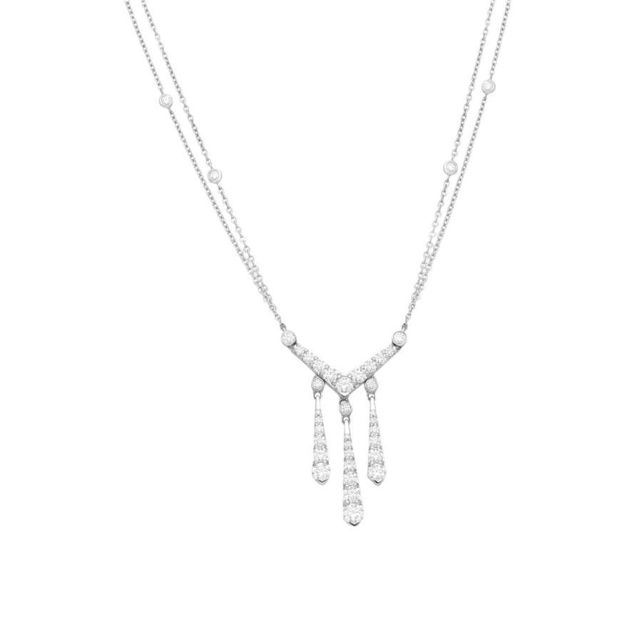 Triplicity 1.45-1.55ct Diamond Drop Necklace in 18K White Gold 18"