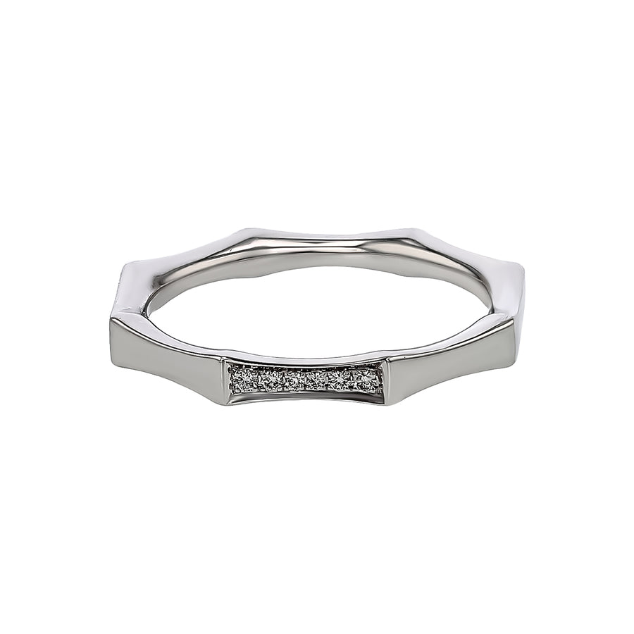 Stackable 0.03ct Diamond Ring in 14K White Gold, size 6.5