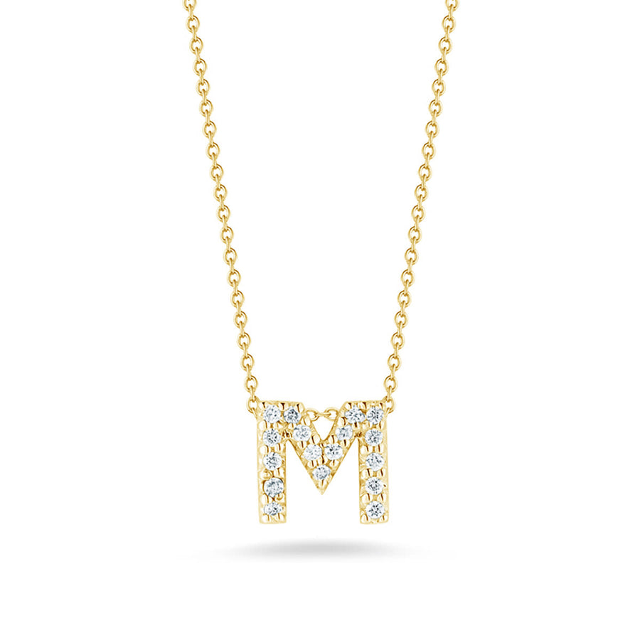 Tiny Treasures 0.08ct Diamond Love Letter "M" Pendant in 18K Yellow Gold on 16-18in Chain