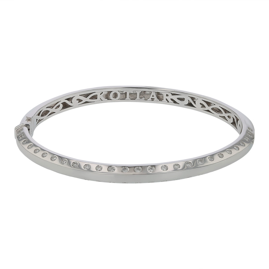 Burnish Bevel Diamond Bangle Bracelet in 18K White Gold