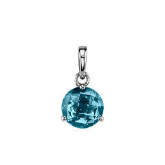 2.11ct 8 mm Round London Blue Topaz (Irradiated) 3 Prong Pendant in 14K White Gold on 18" Chain