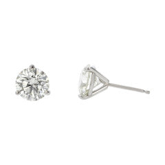 0.83ct Round Brilliant Diamond 3 Prong Stud Earrings in 14K White Gold