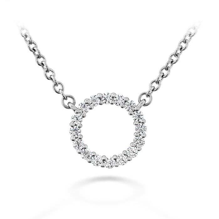 Signature 0.10-0.15ct Diamond Small Circle Necklace in 18K White Gold, 18in