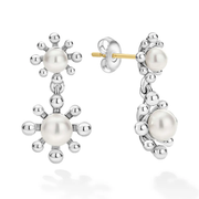 Luna Fleur Pearl Drop Earrings in Sterling Silver