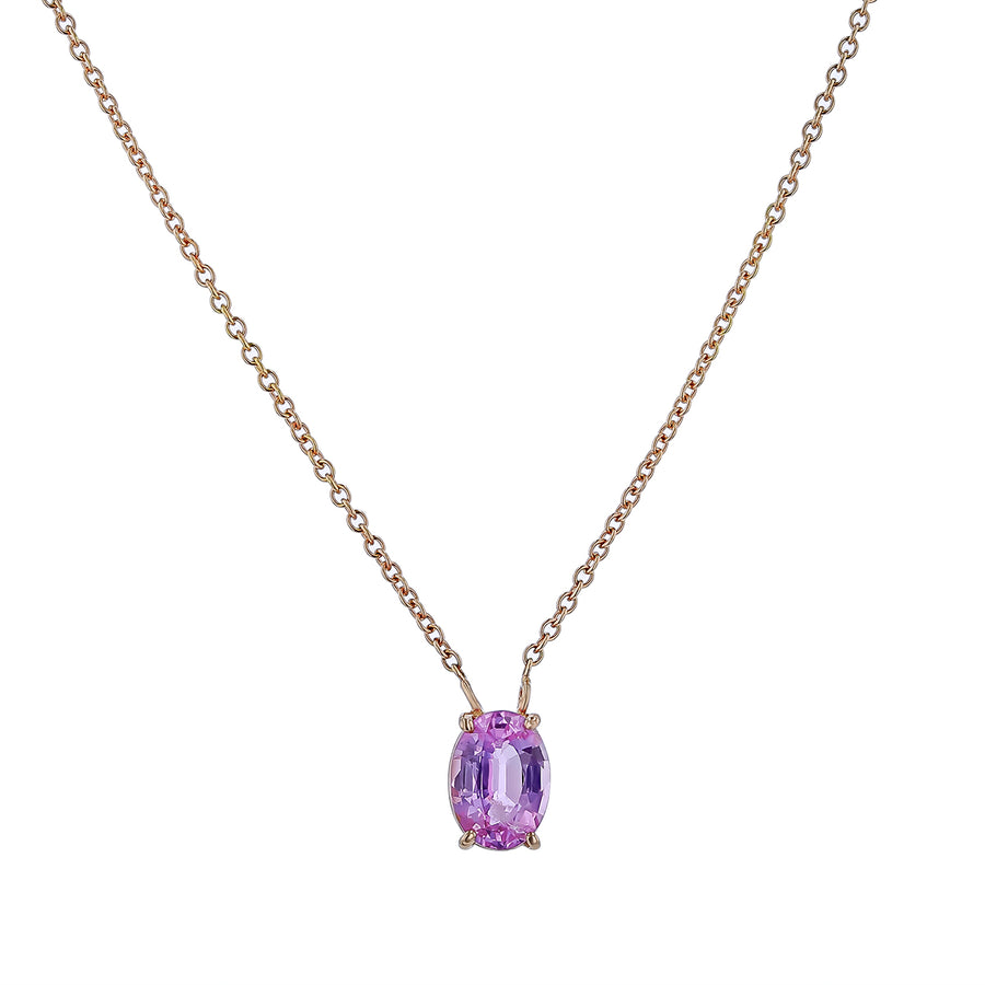 0.83ct Oval Pink Sapphire Pendant in 14K Rose Gold, 18" chain