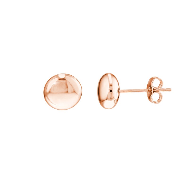 7mm Flat Round Pepple Stud Earrings in 14K Rose Gold