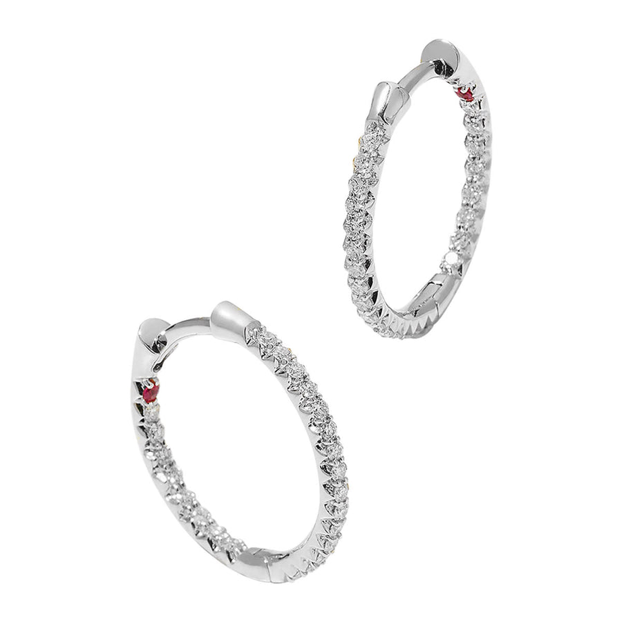 Diamond Inside Out Pave Hoop Earrings in 18k White Gold, 18mm