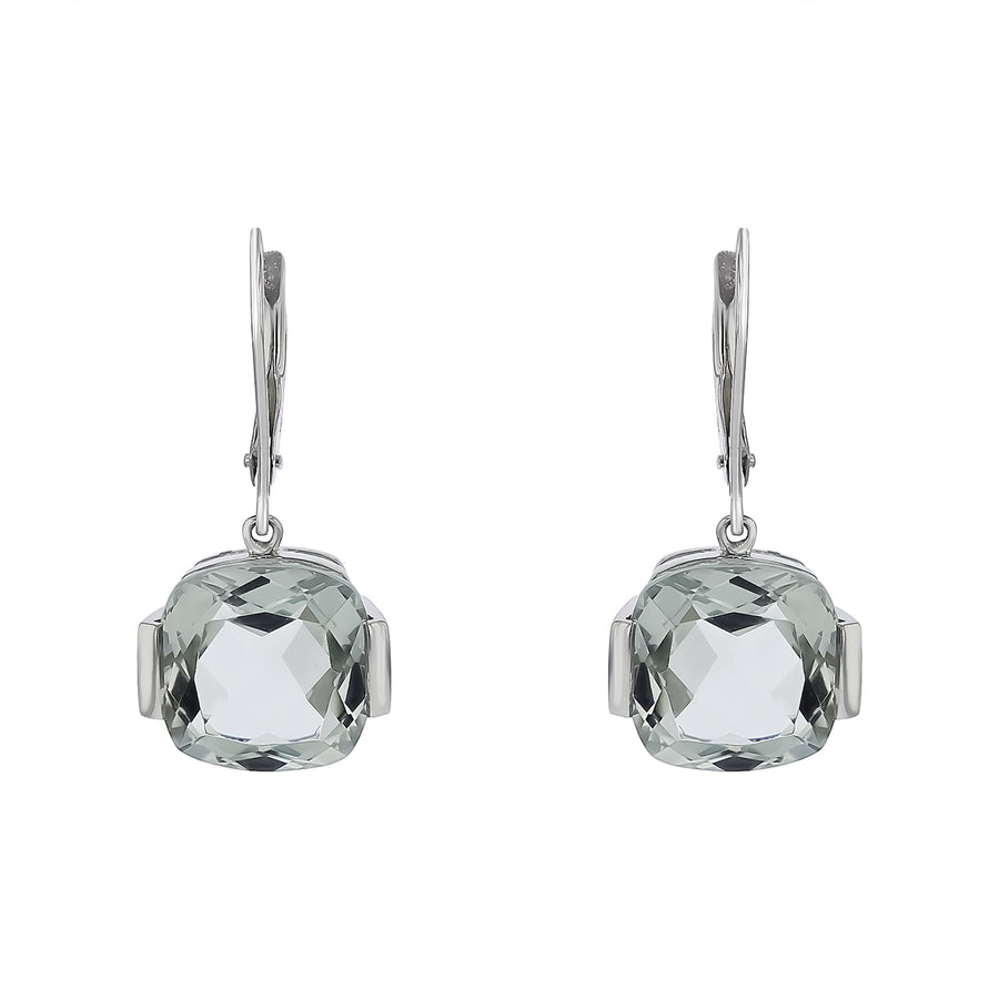 8.19ct Green Amethyst Drop Earrings in 14K White Gold