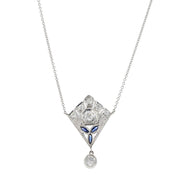 Art Deco 18K Gold Diamond and Sapphire Necklace