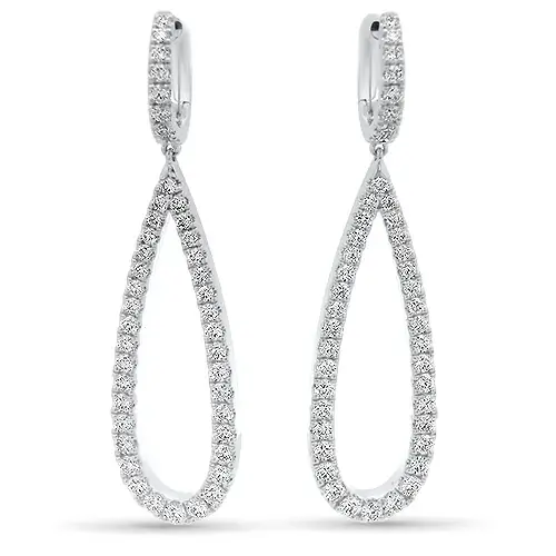 Essential 1.50-1.69ct Diamond Teardrop Earrings in 18K White Gold